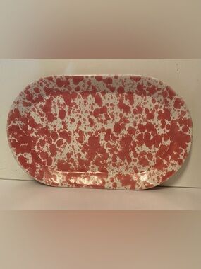 BENNINGTON POTTERS USA OVAL BREAKFAST PLATE PINK AGATE STONEWARE 1633 HOME